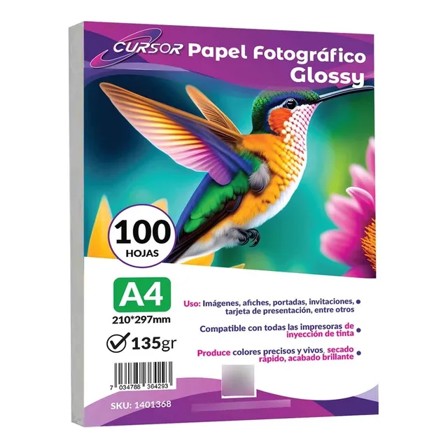 Papel Fotográfico Glossy A4 135gr 100hjs Cursor