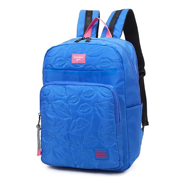 Mochila Con Bolsillo Portanotebook Las Oreiro 22379 Color Azul Diseño De La Tela Liso