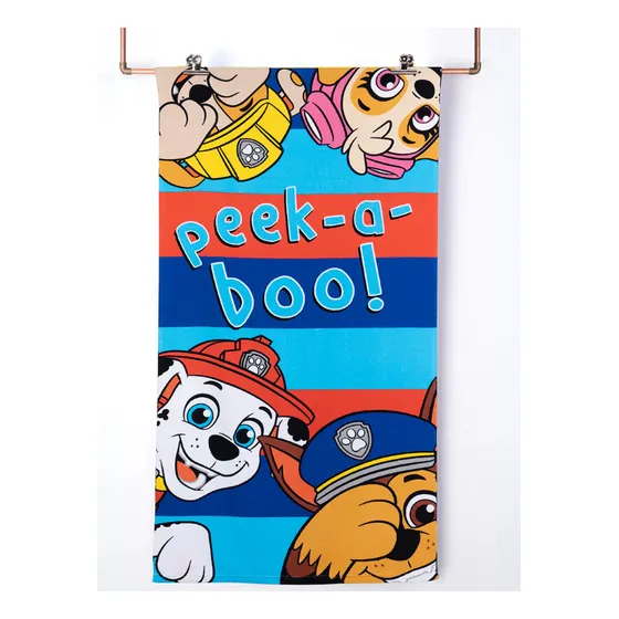 Toalla De Baño O Playa Infantil 70x140 Con Bolso Mashini Color Blanco Paw Patrol Boo