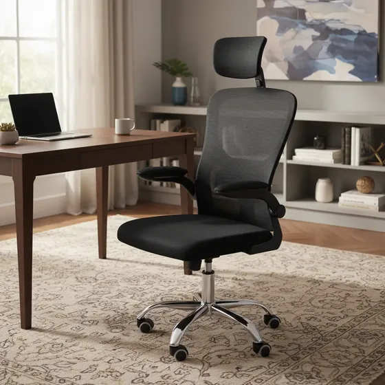 Cadeira De Escritório Diretor Ravena Com Apoio Preto Preto Polipropileno