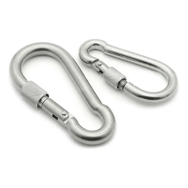 Gancho Mosquetón Arnés De Acero Inoxidable 8cm Con Seguro