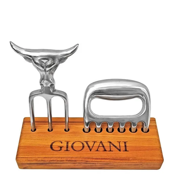 Kit Garra Tridente Churrasco Com Gravação Nome Personalizado