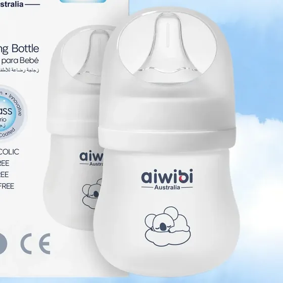 Mamadera Anticólico De Vidrio - Silicona Aiwibi 120ml