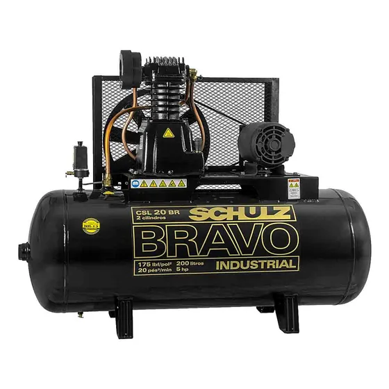 Compressor de ar elétrico Schulz Bravo CSL 20 BR/200 183L 5hp 220V