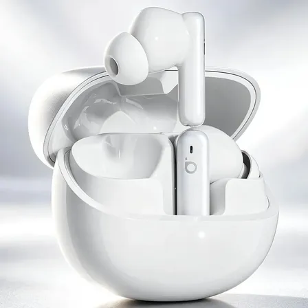 Fone de Ouvido Basike In-ear TWS com Cancelamento de Ruído ANC e ENC, Bluetooth 5.4, Bateria de 35h e IPX6 Branco