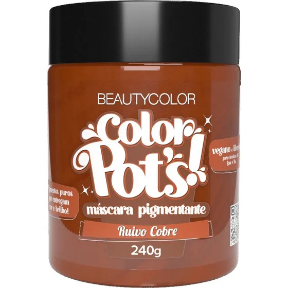 Color Pots Beauty Color Ruivo Cobre Máscara Pigmentante 240g