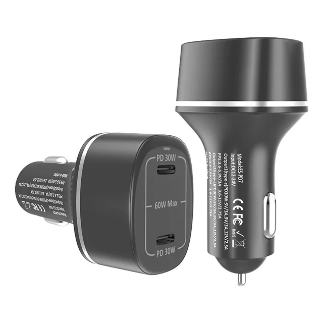 Cargador De Auto Usb C Pd 60w Carga Ultra Rapida 2 Usb-c ®