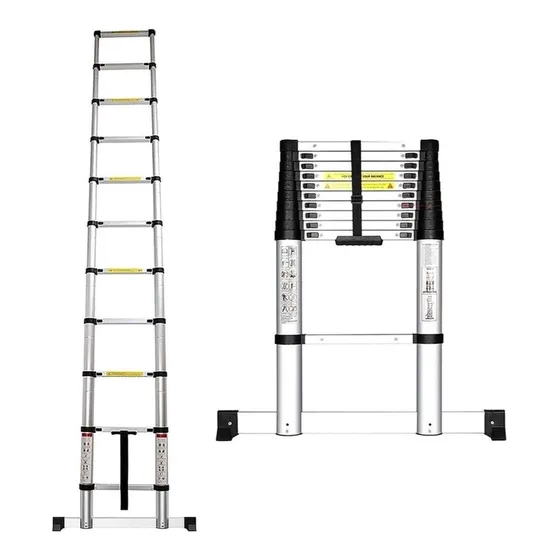 Escalera Telescopica 3.8 Metros Retractil Facil De Guardar Color Plateado