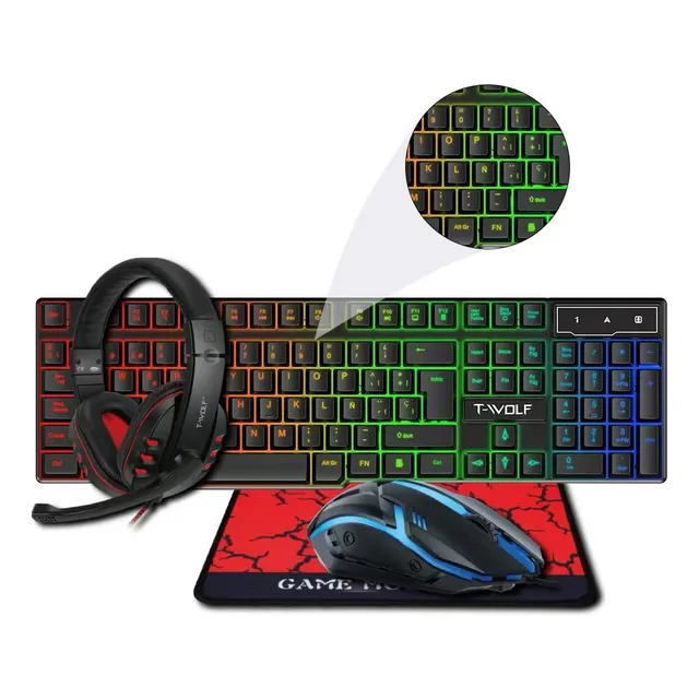 Kit De Teclado Y Ratón Mecánicos Para Gaming Profesional 4-1