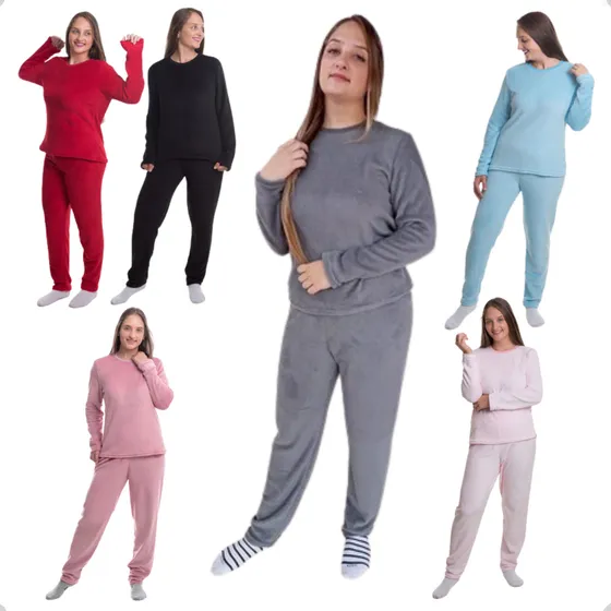 Pijama Feminino Quentinho Fleece/soft/plush Pp Ao Gg