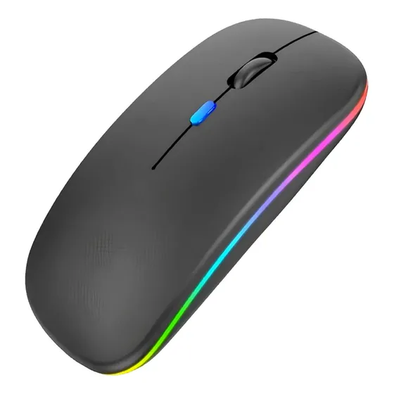 Mouse Inalámbrico Rgb 2.4g 2.4 Ghz Recargable Wireless Color Negro