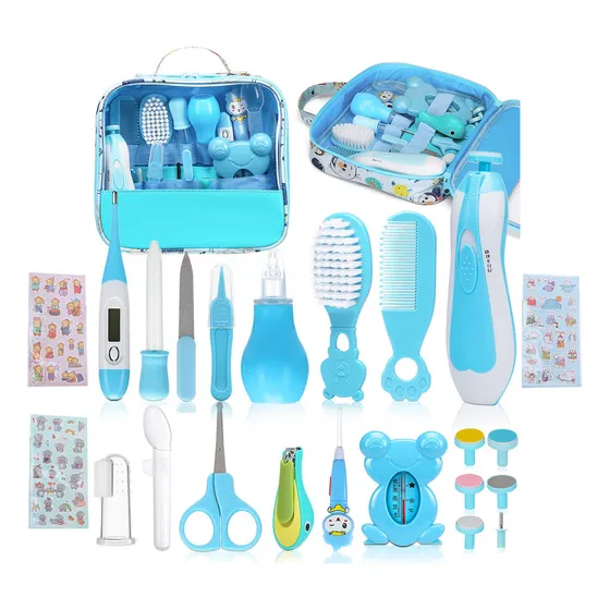 Conjunto de Cuidado del Bebé GNN Kit de Higiene Termómetro Manicure 23 Piezas Color Azul Claro
