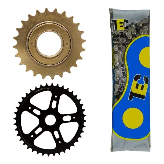 Catraca Roda Livre 24d E Coroa Corrente Kit Bike Sem Marcha