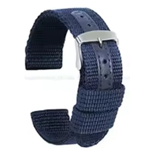 Malla 22mm Para Reloj Nylon Cuero Azul Marino Malla 22mm Para Reloj Nylon Cuero Azul Marino
