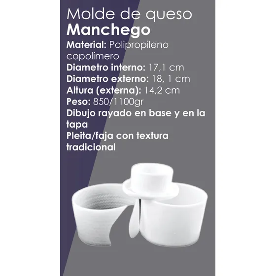 Molde Para Queso Manchego Con Tapa Con O Sin Pleita
