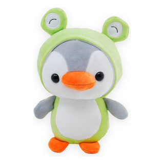 Pinguino Con Disfraz De Rana De Peluche Suave Animales 27cm Pinguino Con Disfraz De Rana De Peluche Suave Animales 27cm