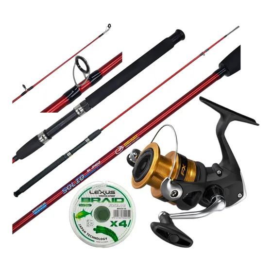 Combo Pesca Variada Spinnig Reel Shimano Fx + Caña 2.40m