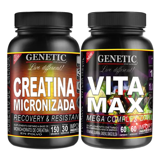 Vitaminas Ginkgo Minerales Vita Max Fuerza Creatina Genetic