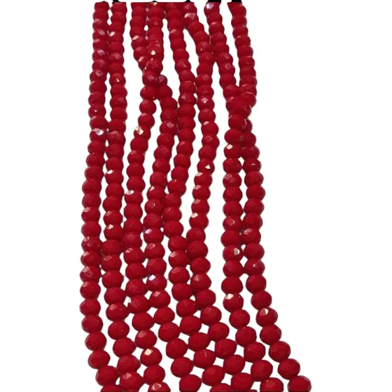 Cristal De Vidro Chinês 8mm Vermelho Leitoso - 10 Fios