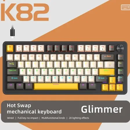 Teclado Mecánico K82 75% Cable Hot Swap Glimmer Blue Switch Inglés Us