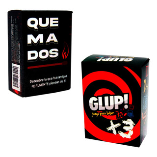 Combo Juego Para Beber Cartas Quemados Y Glup X3 +18 Combo Juego Para Beber Cartas Quemados Y Glup X3 +18