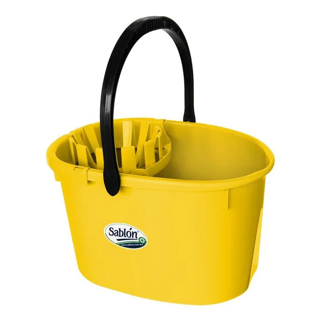 Cubeta Exprimidora Trapeador 17 Lts Uso Rudo Limpieza Sablon Color Amarillo