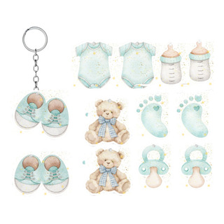 12 Llaveros En Madera Mdf Baby Shower Azul Variado 5 Cm 12 Llaveros En Madera Mdf Baby Shower Azul Variado 5 Cm