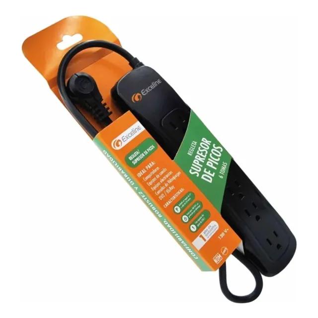 Regleta Exceline Supresor De Picos Gmt-6, 6 Tomas, 80cm, 10a