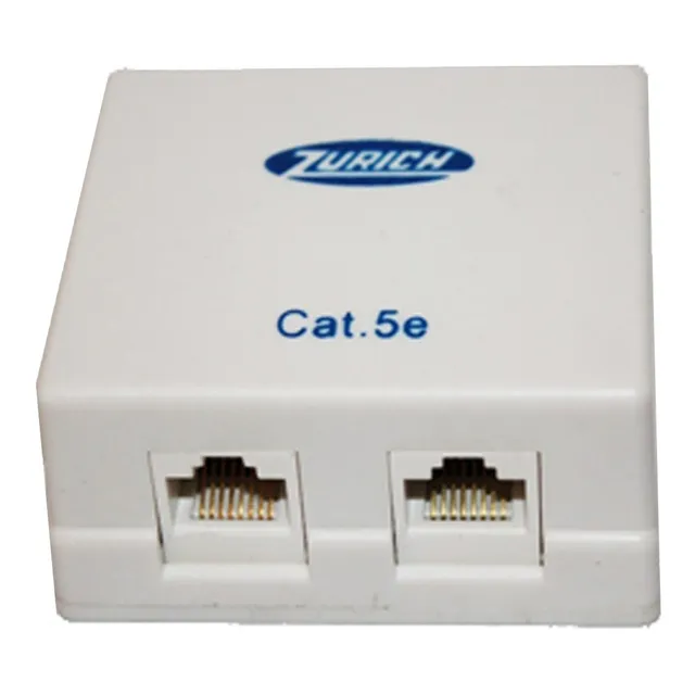 Roseta Doble Rj45 Jack Red Cat5e C/adhesivo Zurich Tornillos