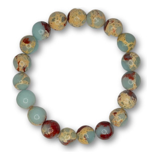 Pulseira De Esferas De Pedra Natural Jaspe Imperial, 8mm Pulseira De Esferas De Pedra Natural Jaspe Imperial, 8mm