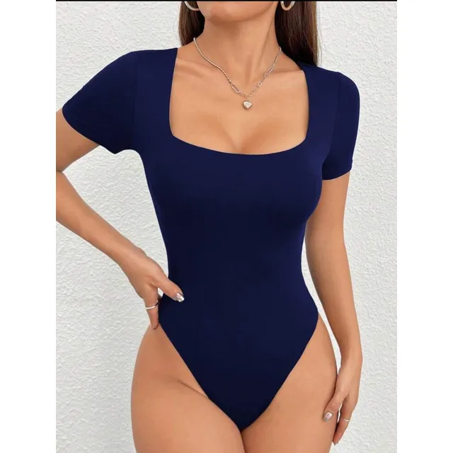 Body Feminino Bore Decote Quadrado Manga Curta Collant P002