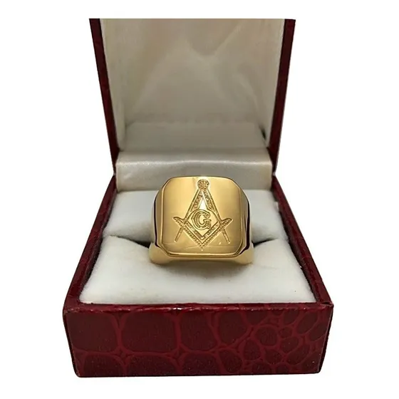 Anel Comendador Sem Pedra Maçonaria Banhado A Ouro 18k Luxo
