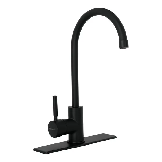 Monomando P/ Fregadero, Cuello Alto, Negro Mate, Foset 46767 Acabado Mate