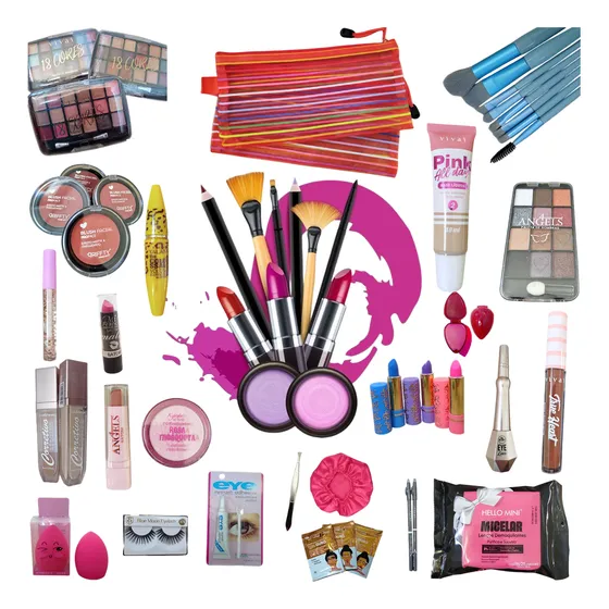 Kit Maquiagem Completo Com Necessaire Esponja - 22 Itens 