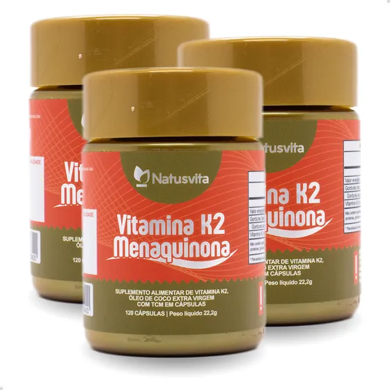 Kit 3 Frascos 360cáps Vitamina K2 Mk7 149mcg Por Cápsula Máxima Concentração Importada Suplemento Ossos Coração 100% Pura Original