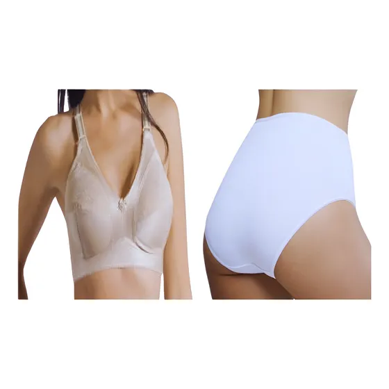 Sostén Y Cuadro Liso Mujer Monamour Conj-8104/8509-be-bl Beige - Blanco 38c - L