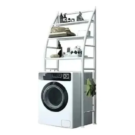 Organizador Estante De Lavadora Baño Metalico Rack 3 Niveles Color Blanco
