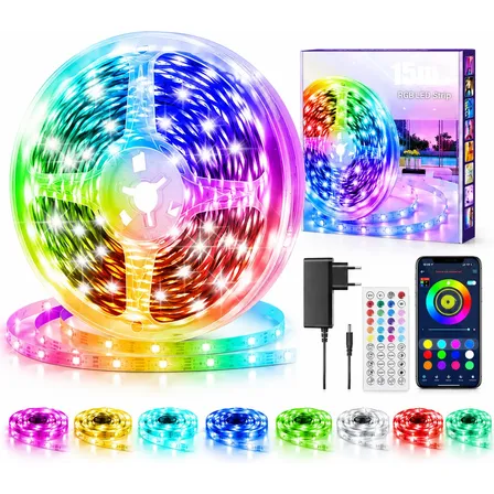 15 Metros Fita De Luz Led Bluetooth Rgb 44 Teclas Música App Rgb 127/220v 15m