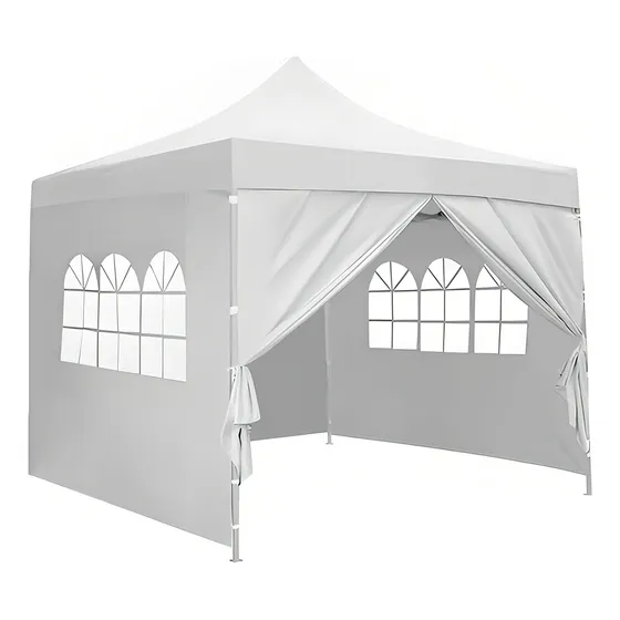 Toldo Carpa Paredes Lona 3 x 3 m Desmontable Impermeable Toldo Blanco para Jardin Fiesta Negocios