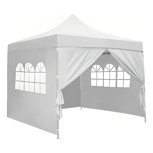 Toldo Carpa Paredes Lona 3 x 3 m Desmontable Impermeable Toldo Blanco para Jardin Fiesta Negocios