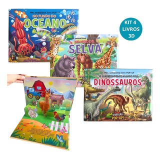 Kit 4 Livro Infantil 3d Pop Up Sensorial Interativo Fazenda Dinossauros Historinha Antes De Dormir Animais Infantil Kit 4 Livro Infantil 3d Pop Up Sensorial Interativo Fazenda Dinossauros Historinha Antes De Dormir Animais Infantil