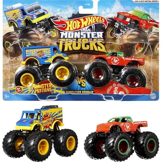 Carros Hotwheel Monster Trucks Set De 2 Carritos Originales 