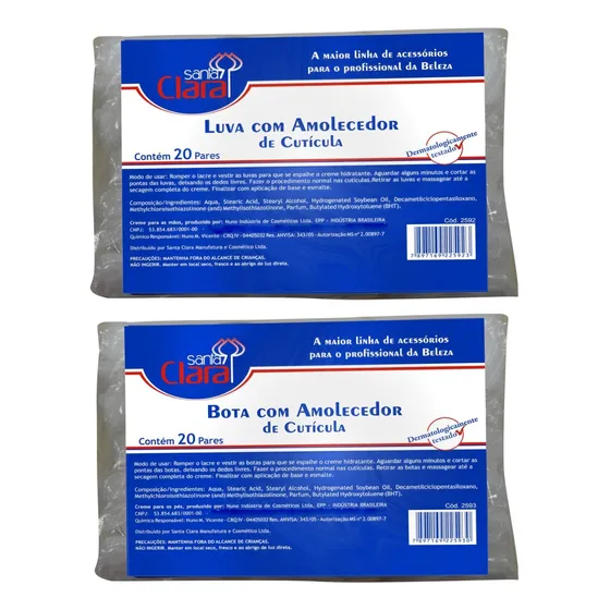 Luvas E Botas Manicure Pedicure Com Amolecedor De Cutículas