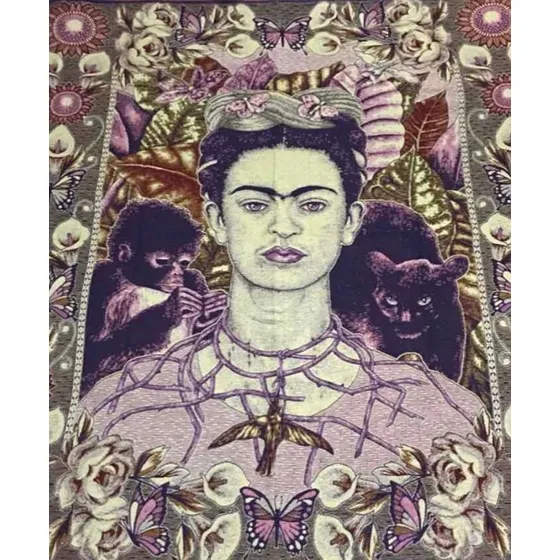 Souvenir México Cobija Polar Frida Color Amarilo/rosa