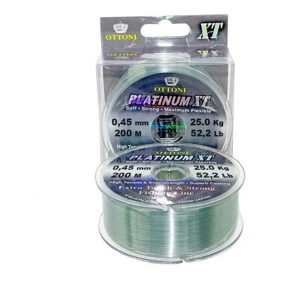 Linha Monofilamento Platinum Xt Carretel 200m 0,45mm 52,2lb Cor Prateado