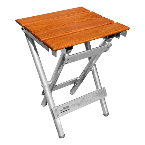 Banco Aluminio Y Madera Plegable 30x30 Playa Jardin Camping