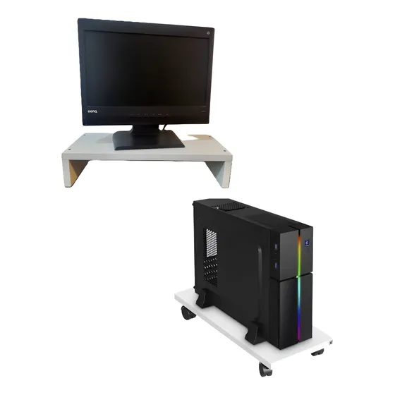 Combo Carro Soporte Cpu 20x60 + Eleva Monitor 20x45 Melamina