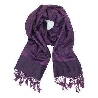 Plum Feathers Bufanda De Pashmina Con Patrn De Cachemira Vin Plum Feathers Bufanda De Pashmina Con Patrn De Cachemira Vin
