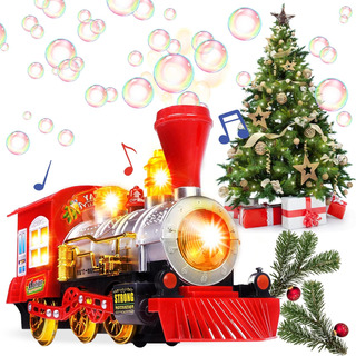 Burbuja De Navidad Que Sopla El Tren De Juguete Con Luces Y Burbuja De Navidad Que Sopla El Tren De Juguete Con Luces Y