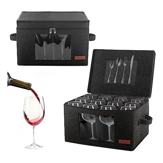 Caja De Almacenamiento Para Copas De Vino Con Divisores